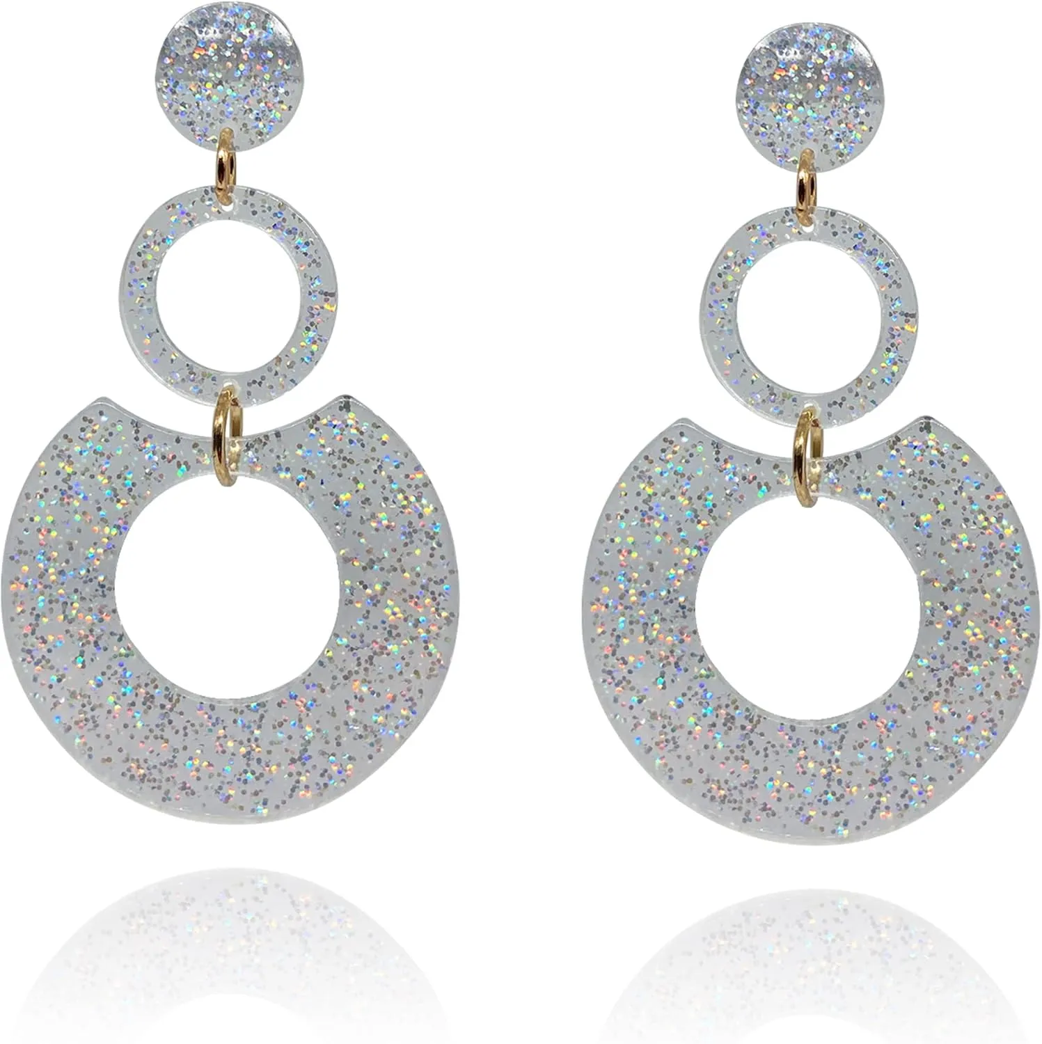 QUPENGXU Classic Big Earrings Neon Earrings Acrylic Retro Multi-layer Hoop Dangle Colorful Earrings For Women
