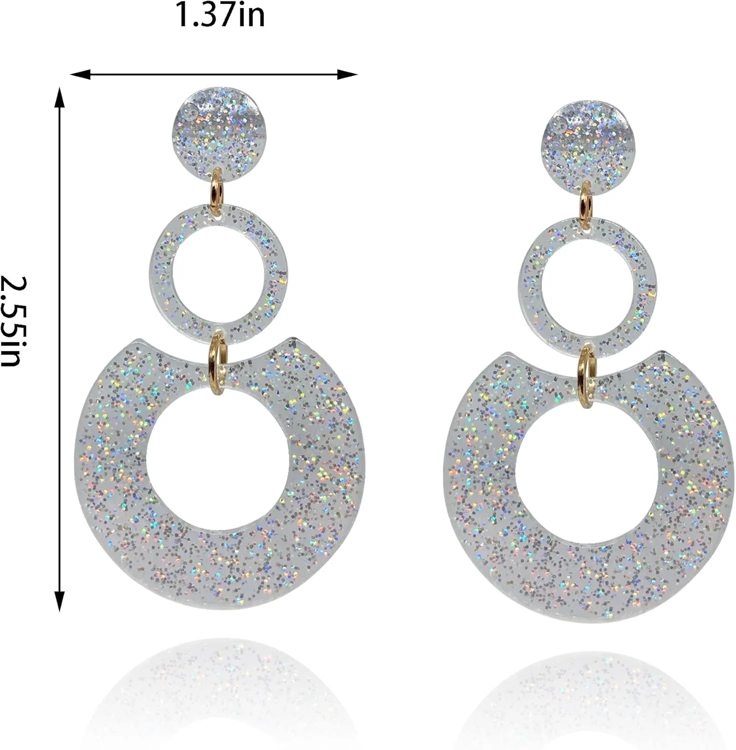 QUPENGXU Classic Big Earrings Neon Earrings Acrylic Retro Multi-layer Hoop Dangle Colorful Earrings For Women