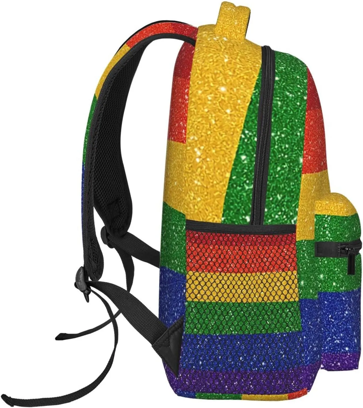 Rainbow Glitter Gay Pride Flag Backpacks 15in Laptop Backpack Multipurpose Double Shoulder Bag For Men Women Gifts