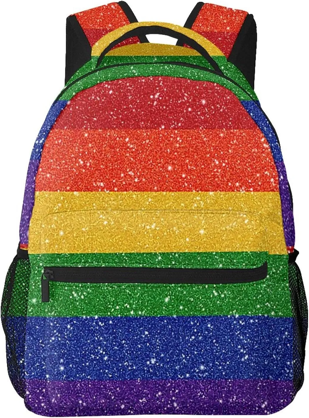 Rainbow Glitter Gay Pride Flag Backpacks 15in Laptop Backpack Multipurpose Double Shoulder Bag For Men Women Gifts