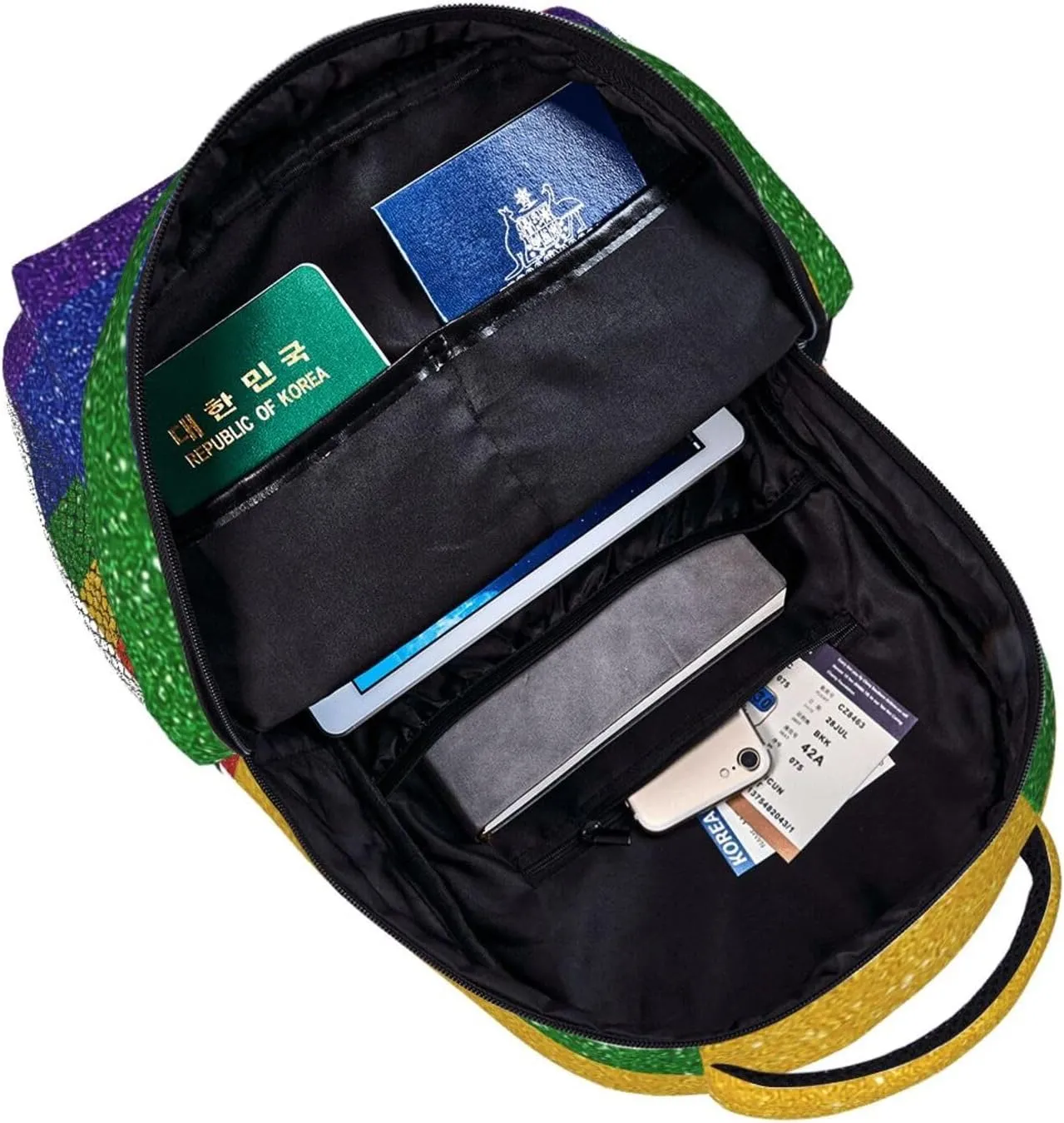 Rainbow Glitter Gay Pride Flag Backpacks 15in Laptop Backpack Multipurpose Double Shoulder Bag For Men Women Gifts