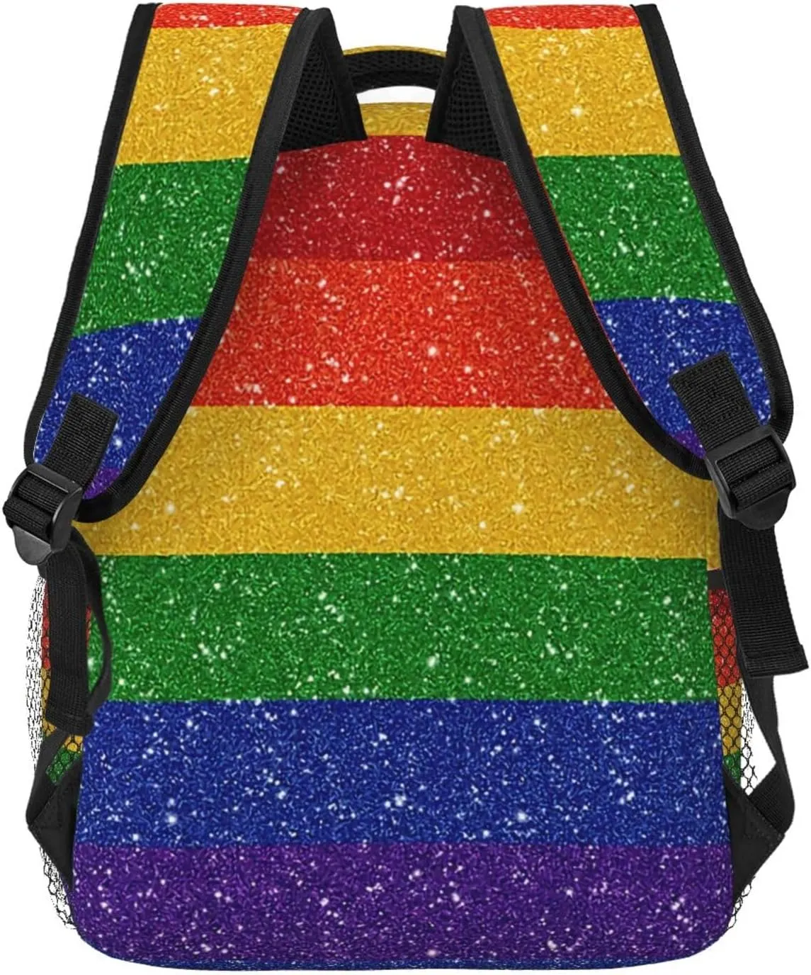 Rainbow Glitter Gay Pride Flag Backpacks 15in Laptop Backpack Multipurpose Double Shoulder Bag For Men Women Gifts