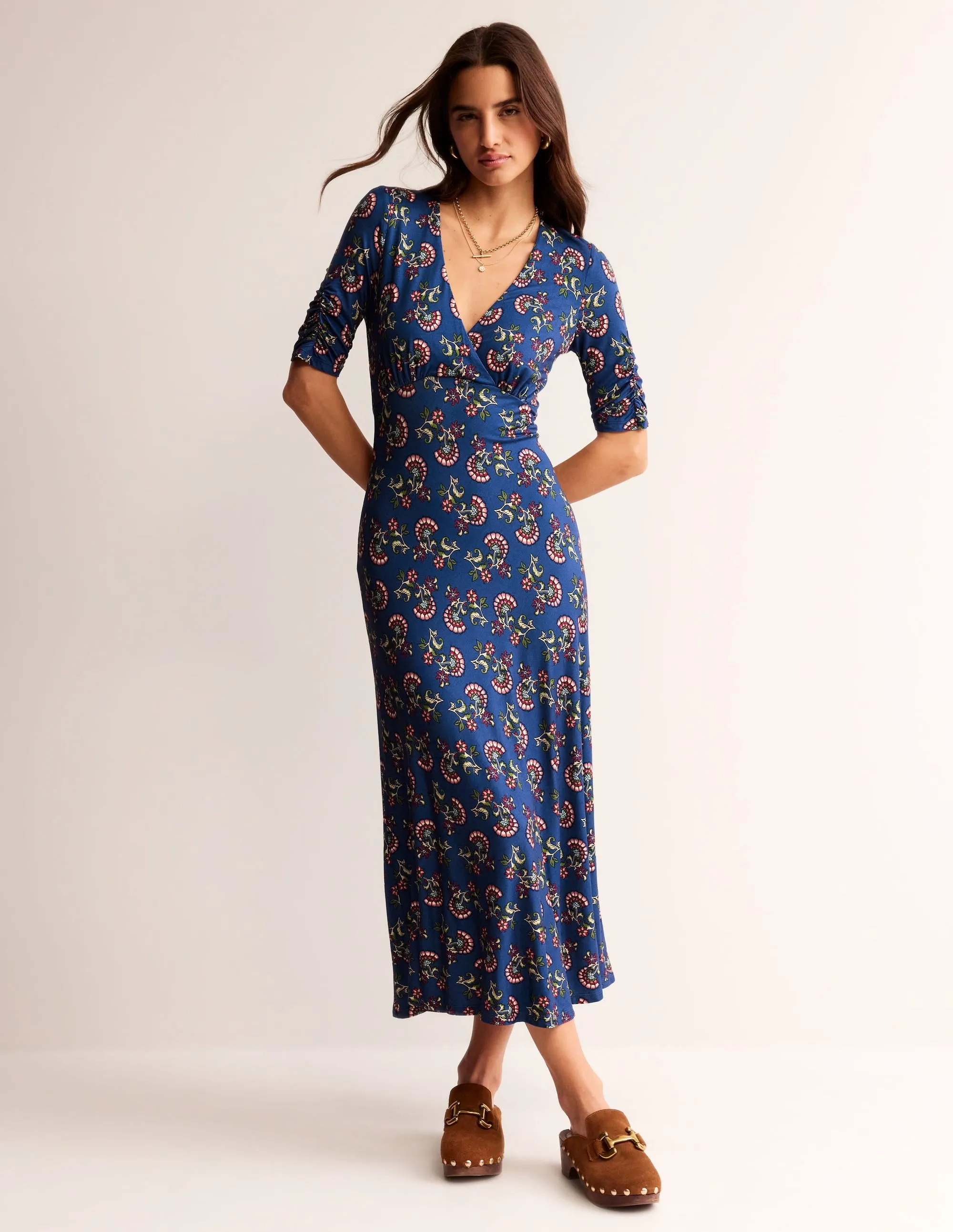 Rebecca Jersey Midi Tea Dress-Set Sail, Botanical Bunch