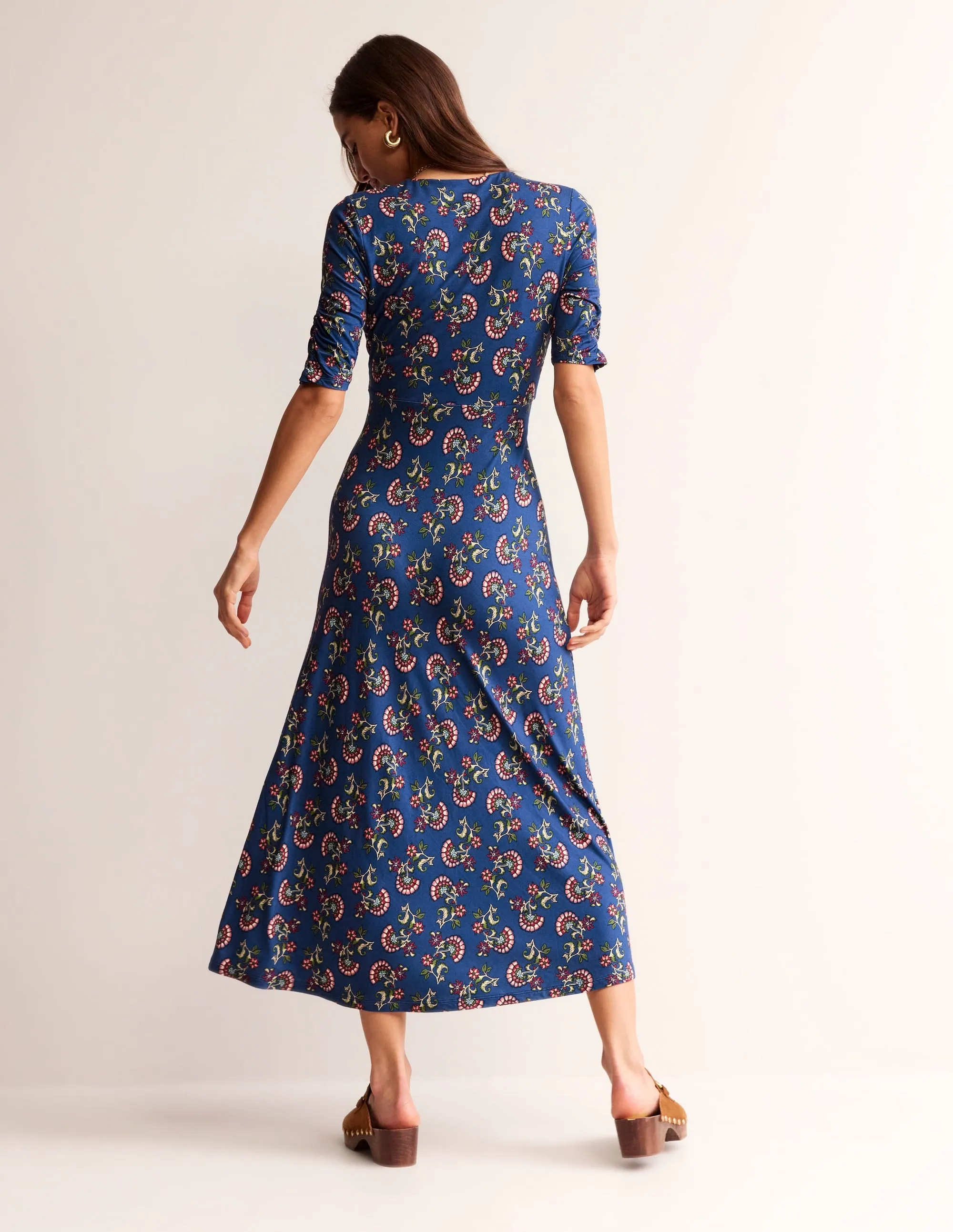 Rebecca Jersey Midi Tea Dress-Set Sail, Botanical Bunch