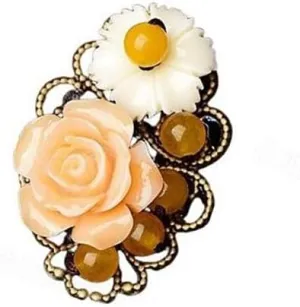 Red Rose Flower Earrings Ring Vintage Enamel Painting Dangle Earrings for Women Jewelry