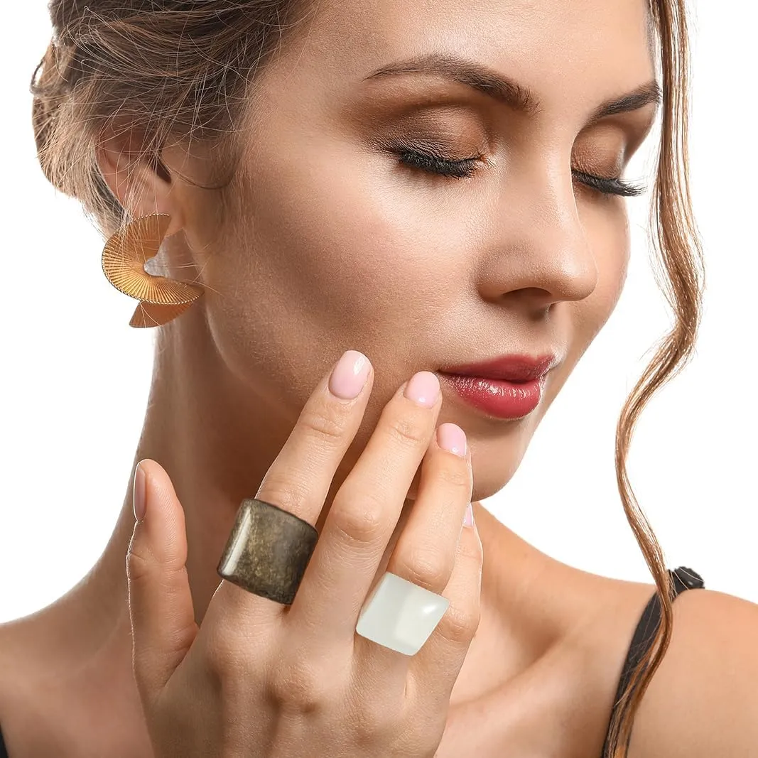 Resin Chunky Rings for Women Multicolor Acrylic Plastic Rings Set Cute Trendy Aesthetic Y2k Statement Rings Thick Dome Heart Knuckle Finger Jewelry