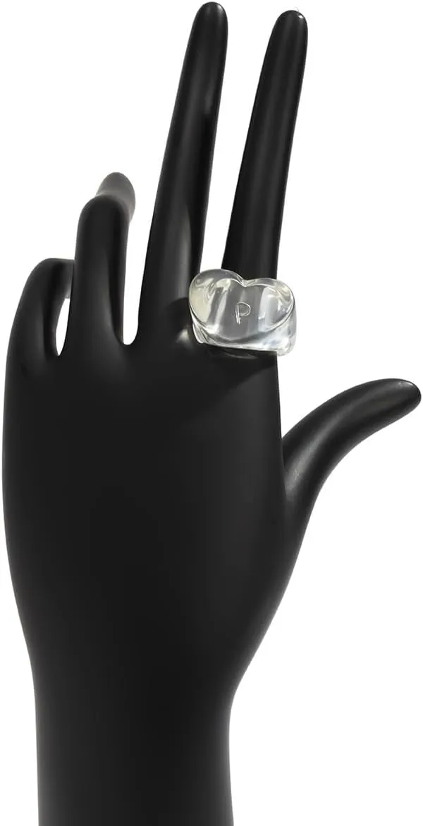 Resin Chunky Stackable Rings Acrylic Resin Love Heart Rings Wide Thick Dome Knuckle Joint Finger Ring Transparent Acrylic Plastic Resin Ring Jewelry