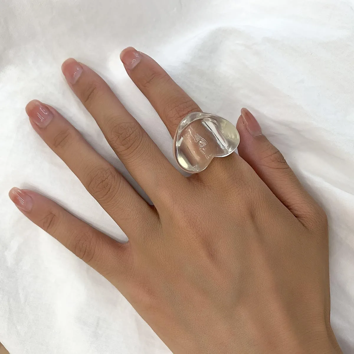 Resin Chunky Stackable Rings Acrylic Resin Love Heart Rings Wide Thick Dome Knuckle Joint Finger Ring Transparent Acrylic Plastic Resin Ring Jewelry