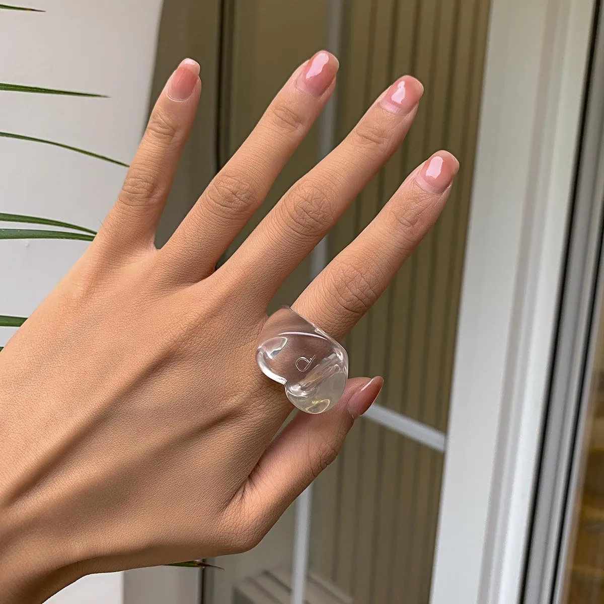 Resin Chunky Stackable Rings Acrylic Resin Love Heart Rings Wide Thick Dome Knuckle Joint Finger Ring Transparent Acrylic Plastic Resin Ring Jewelry