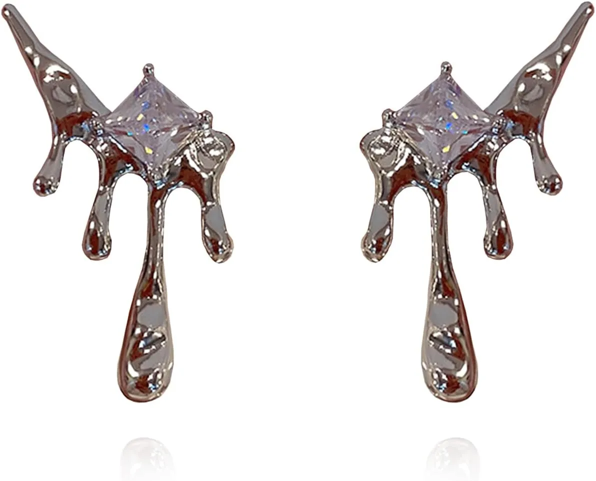 Retro Irregular Asymmetric Water Drop Geometry Statement Stud Earrings for Women Jewelry