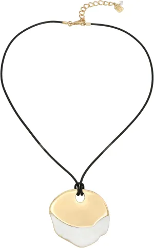 Robert Lee Morris Womens Molten Patina Pendant Leather Necklace