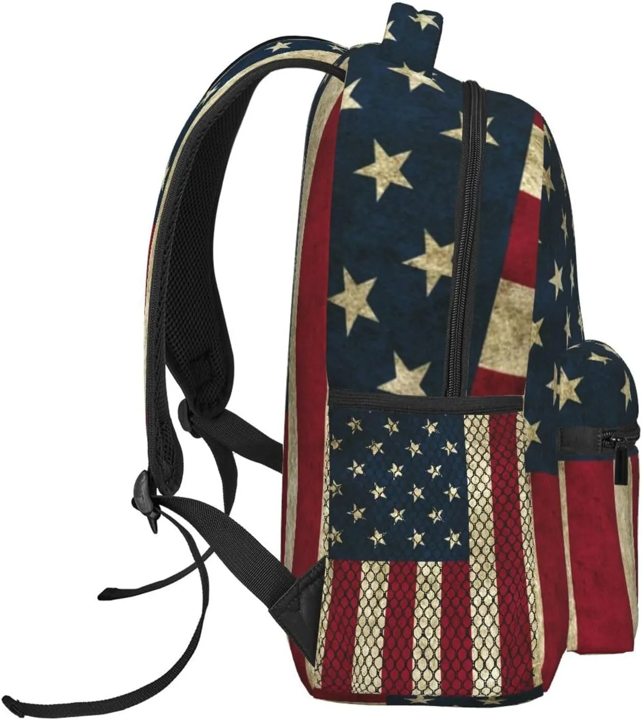 Rustic American Flag Backpacks 15in Laptop Backpack Multipurpose Double Shoulder Bag For Men Women Gifts