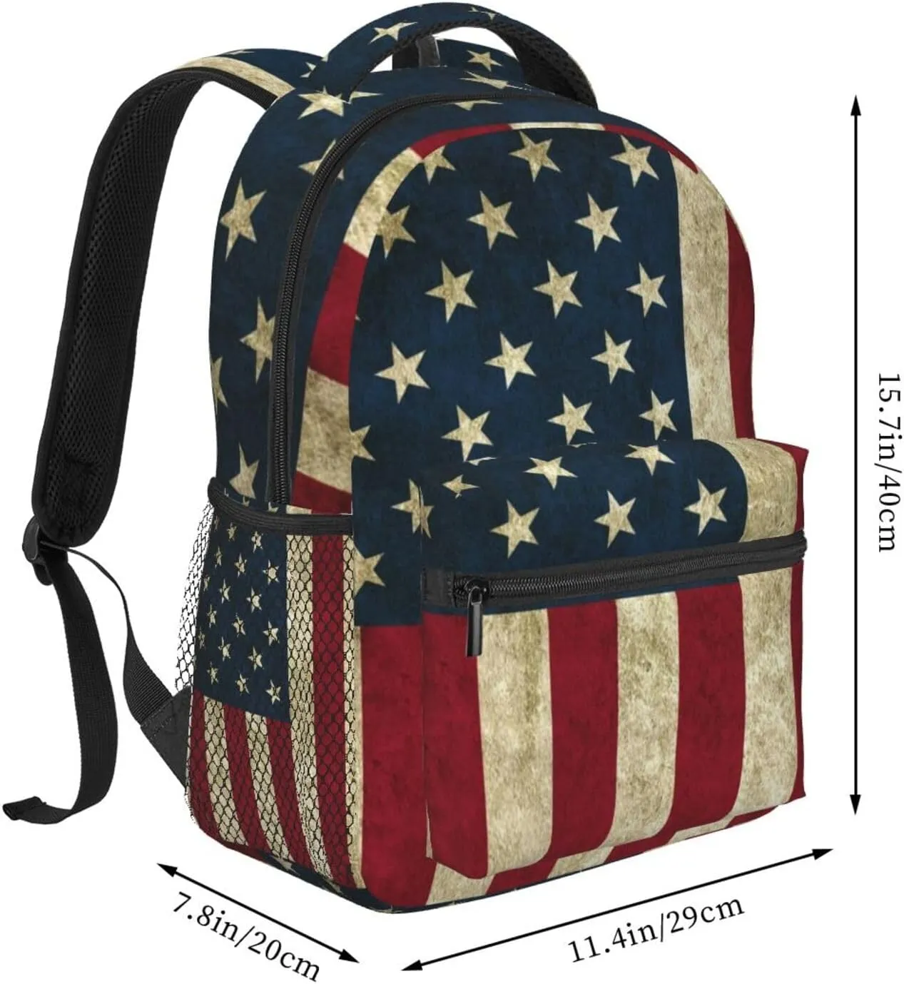 Rustic American Flag Backpacks 15in Laptop Backpack Multipurpose Double Shoulder Bag For Men Women Gifts