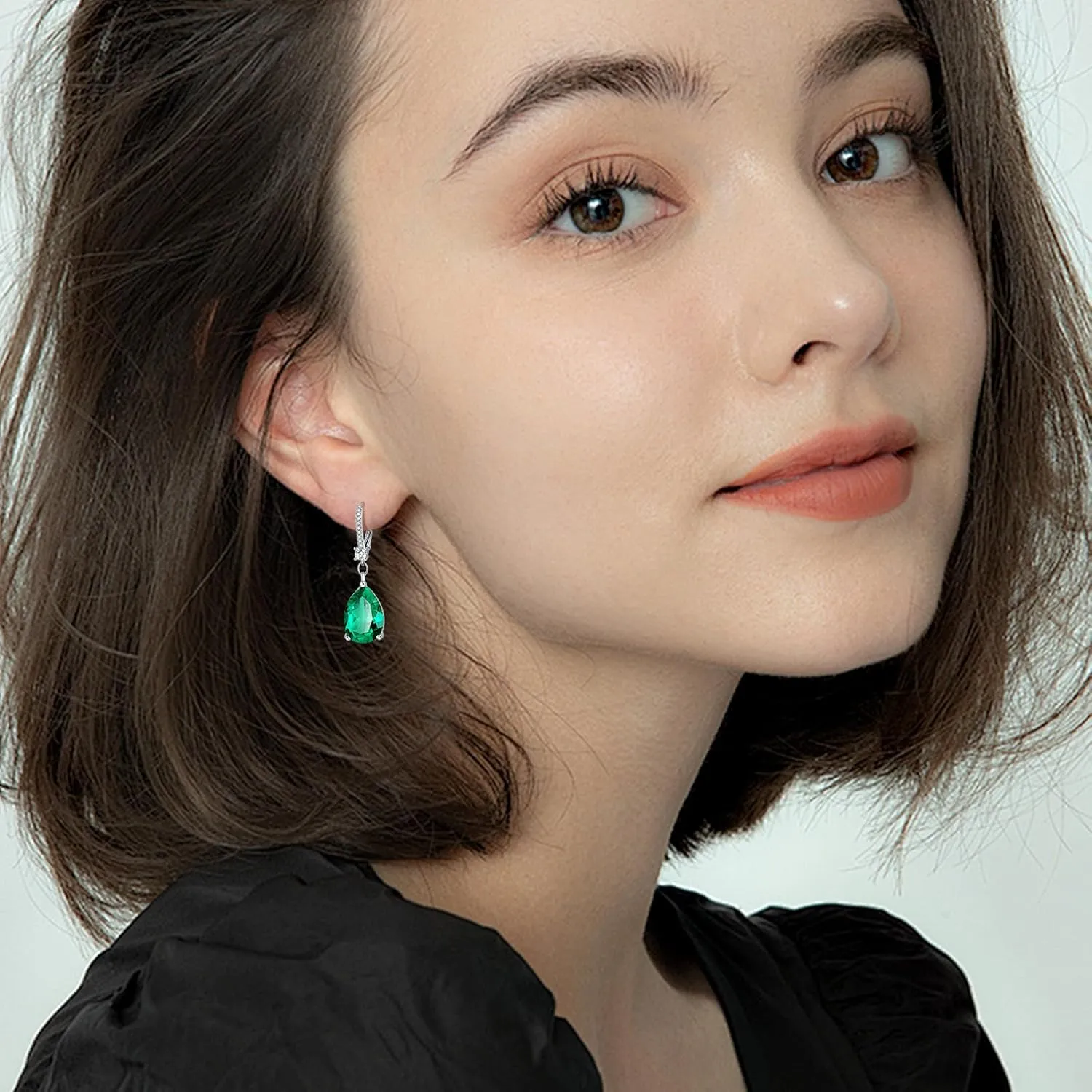 S925 Sterling Silver Teardrop Leverback Dangle Earrings for Women Hypoallergenic, 1014mm Pear Cubic Zircon Drop Earrings Trendy Jewelry for Sensitive Ears
