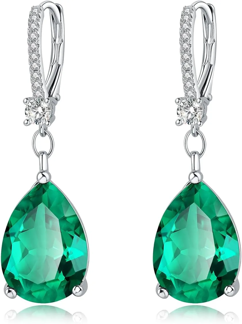 S925 Sterling Silver Teardrop Leverback Dangle Earrings for Women Hypoallergenic, 1014mm Pear Cubic Zircon Drop Earrings Trendy Jewelry for Sensitive Ears