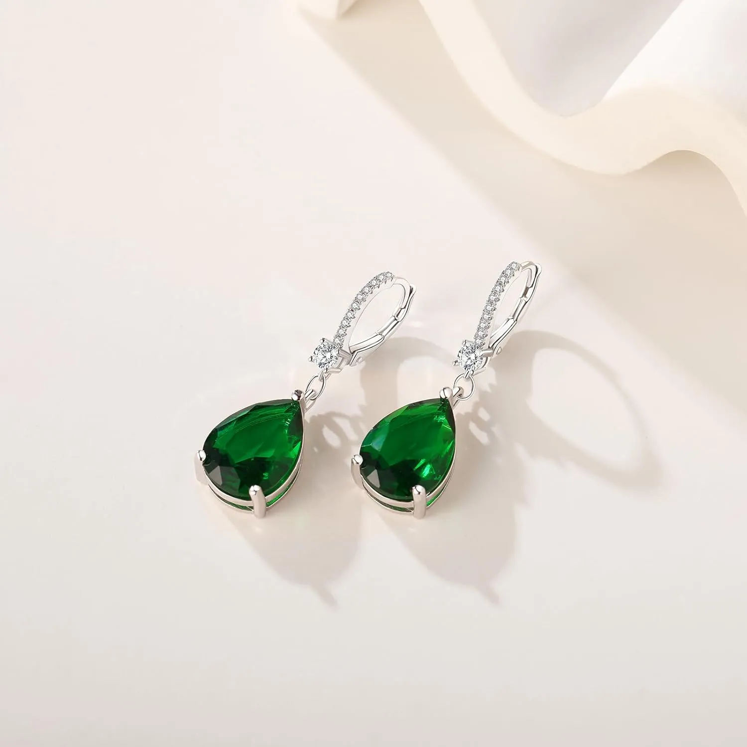 S925 Sterling Silver Teardrop Leverback Dangle Earrings for Women Hypoallergenic, 1014mm Pear Cubic Zircon Drop Earrings Trendy Jewelry for Sensitive Ears