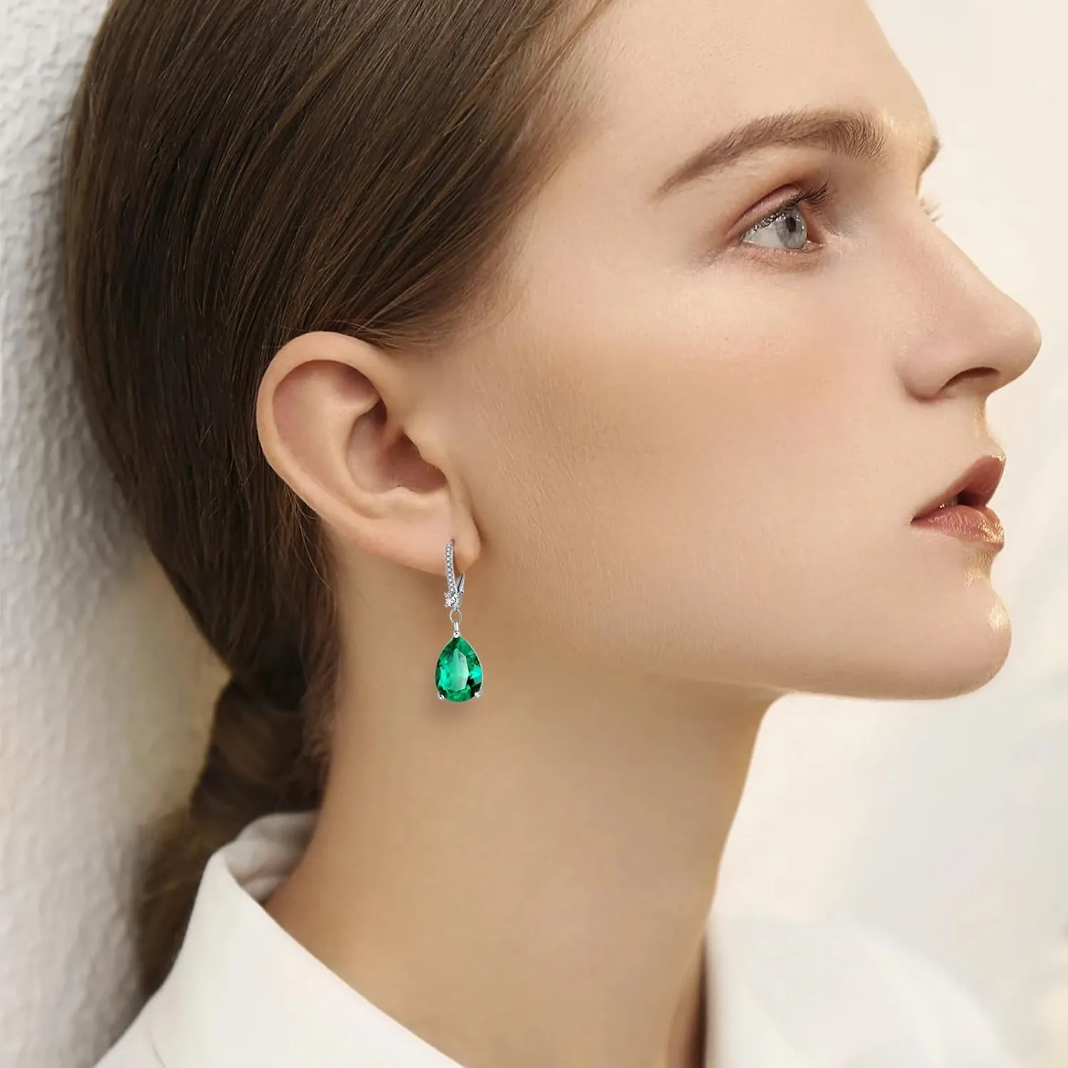 S925 Sterling Silver Teardrop Leverback Dangle Earrings for Women Hypoallergenic, 1014mm Pear Cubic Zircon Drop Earrings Trendy Jewelry for Sensitive Ears