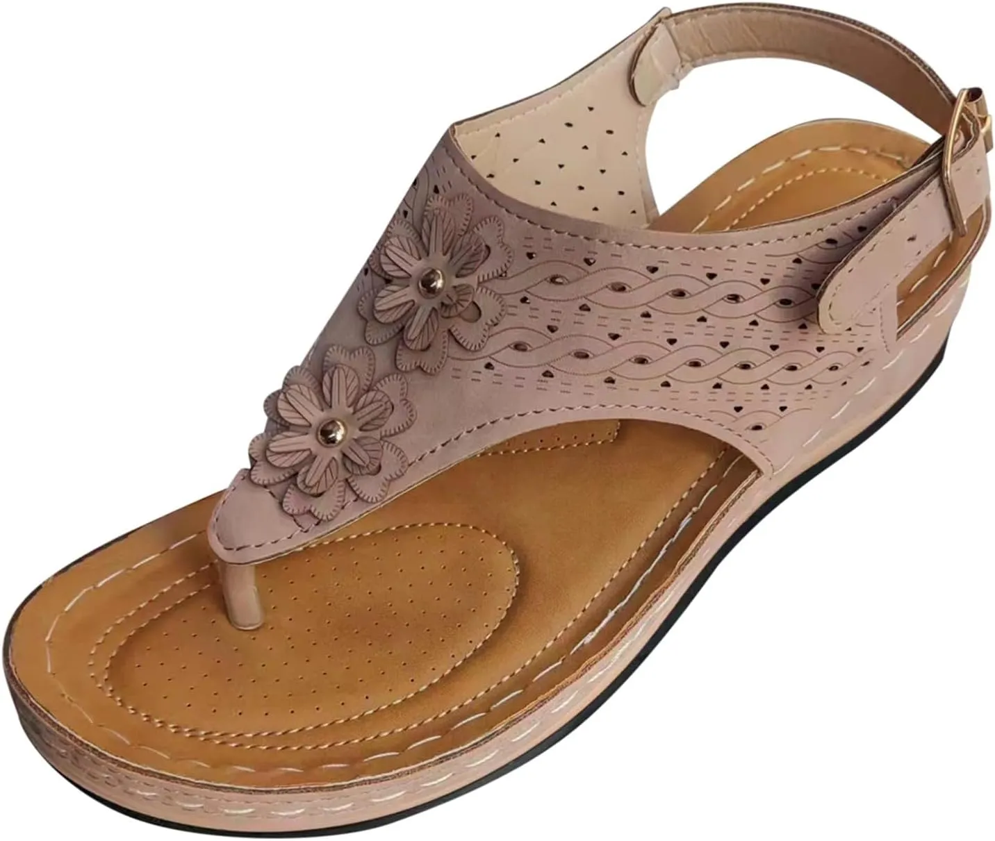 Sandals For Women Comfort Walking Width Casual Summer Slide Shoes Beach Flat Slip On Sandles Womens Orthopedic Shoes