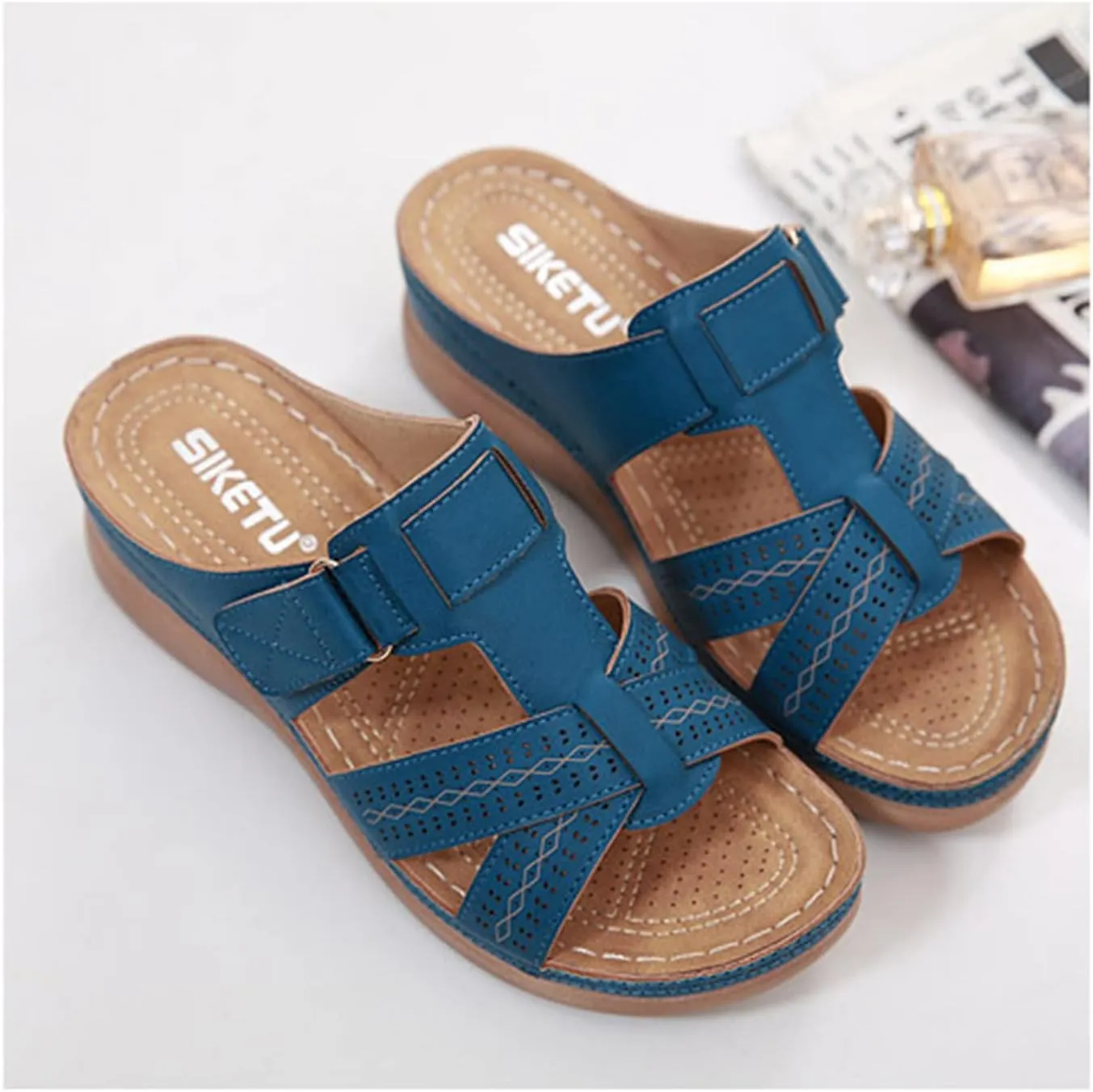 Sandals for Women Wedge Shoes Comfortable Orthopedic Slip On Slipper Sandals Dressy Casual Soft Cushion Slides Sandal Summer Shower Shoes On Feet All Day