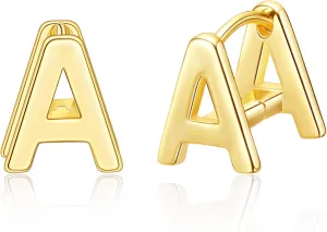SANNYRA Initial Stud Earrings for Women, 14K Gold Plated Hypoallergenic Letter Earring, Trendy Jewelry Gifts for Her