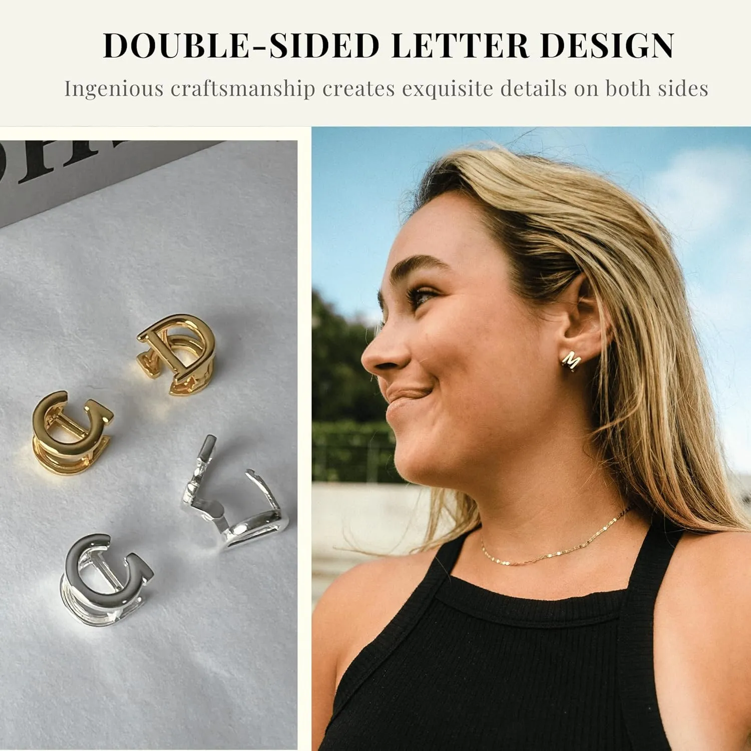 SANNYRA Initial Stud Earrings for Women, 14K Gold Plated Hypoallergenic Letter Earring, Trendy Jewelry Gifts for Her