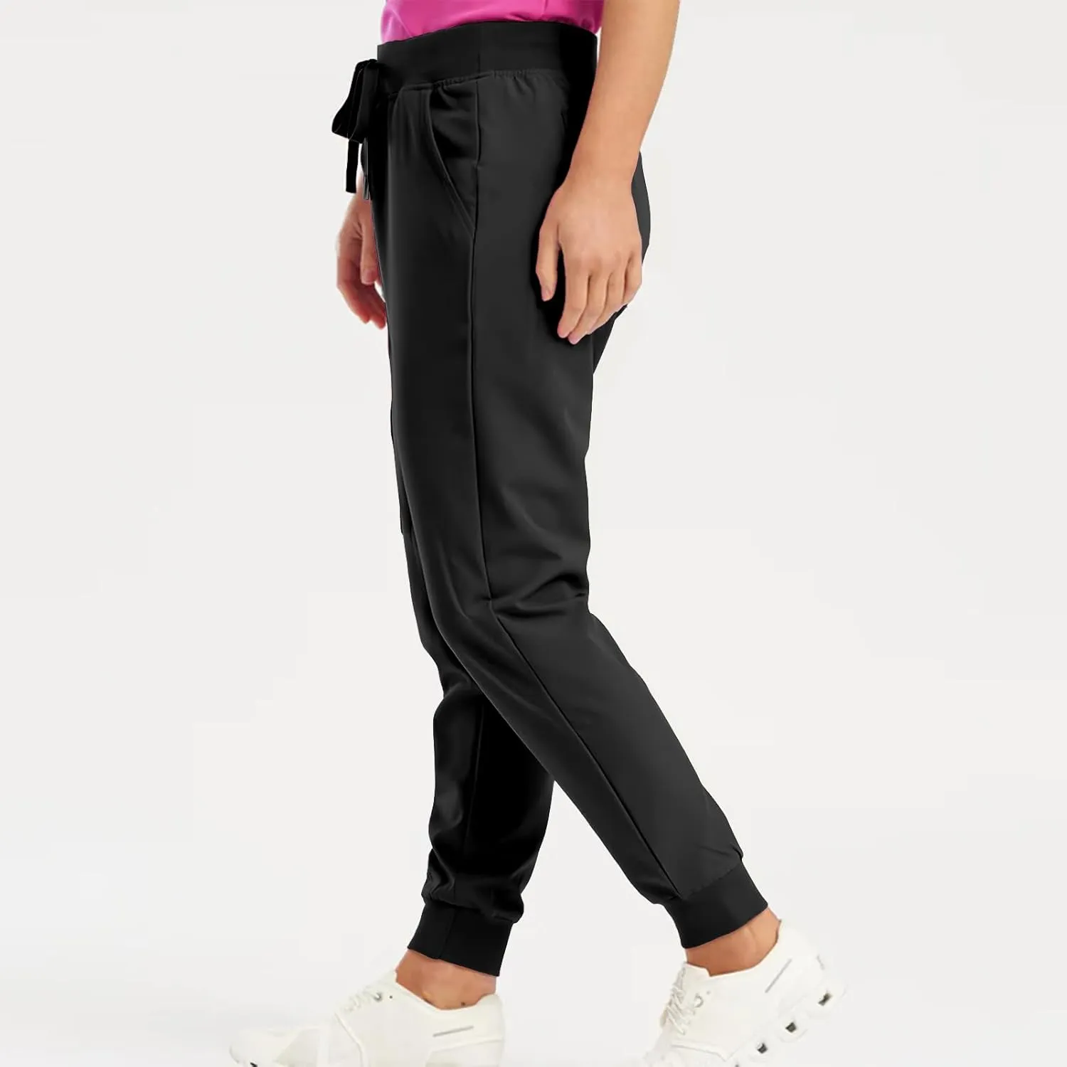 Scrub Pants for Women Jogger Style Stretch Drawstring Waisted Scrub Joggers Comfy Yoga Cargo Pants with Pockets