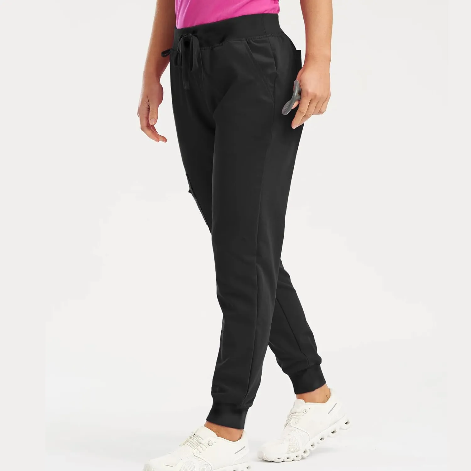 Scrub Pants for Women Jogger Style Stretch Drawstring Waisted Scrub Joggers Comfy Yoga Cargo Pants with Pockets