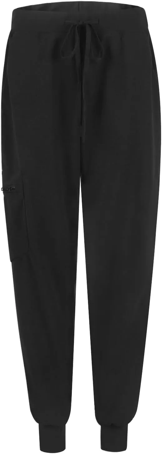 Scrub Pants for Women Jogger Style Stretch Drawstring Waisted Scrub Joggers Comfy Yoga Cargo Pants with Pockets