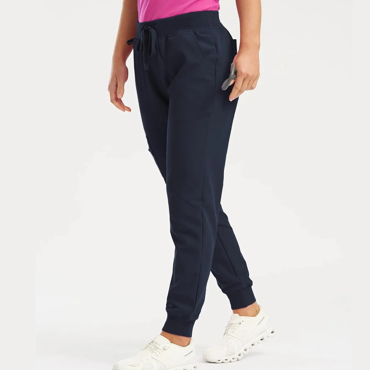 Scrub Pants for Women Jogger Style Stretch Drawstring Waisted Scrub Joggers Comfy Yoga Cargo Pants with Pockets