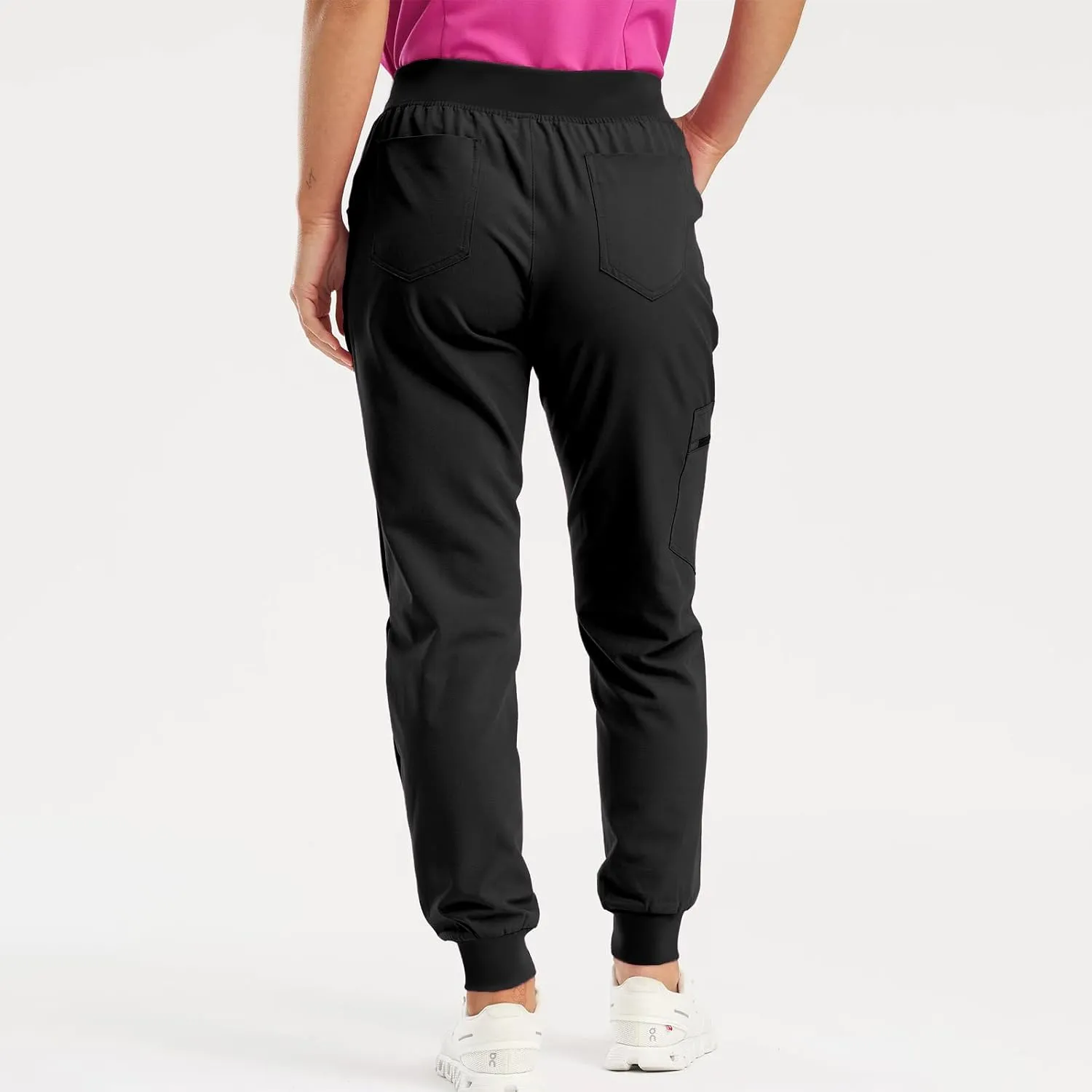 Scrub Pants for Women Jogger Style Stretch Drawstring Waisted Scrub Joggers Comfy Yoga Cargo Pants with Pockets
