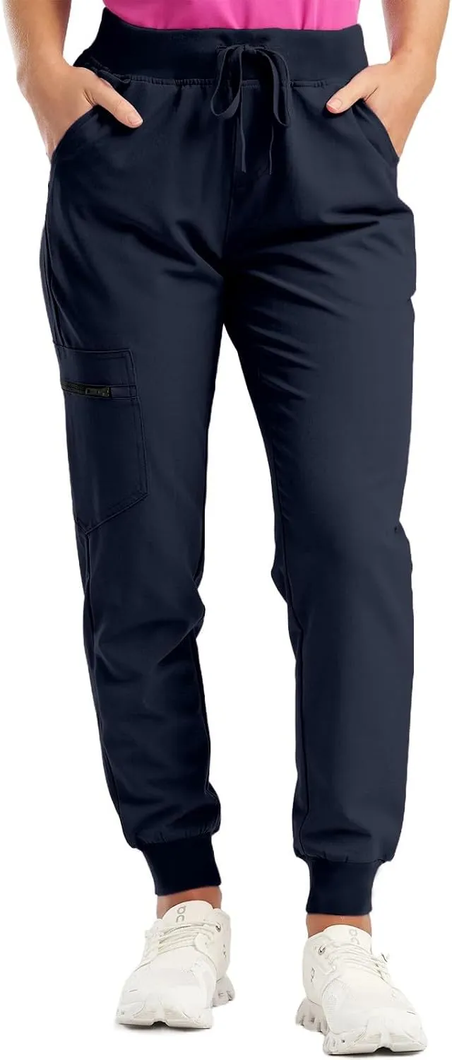 Scrub Pants for Women Jogger Style Stretch Drawstring Waisted Scrub Joggers Comfy Yoga Cargo Pants with Pockets