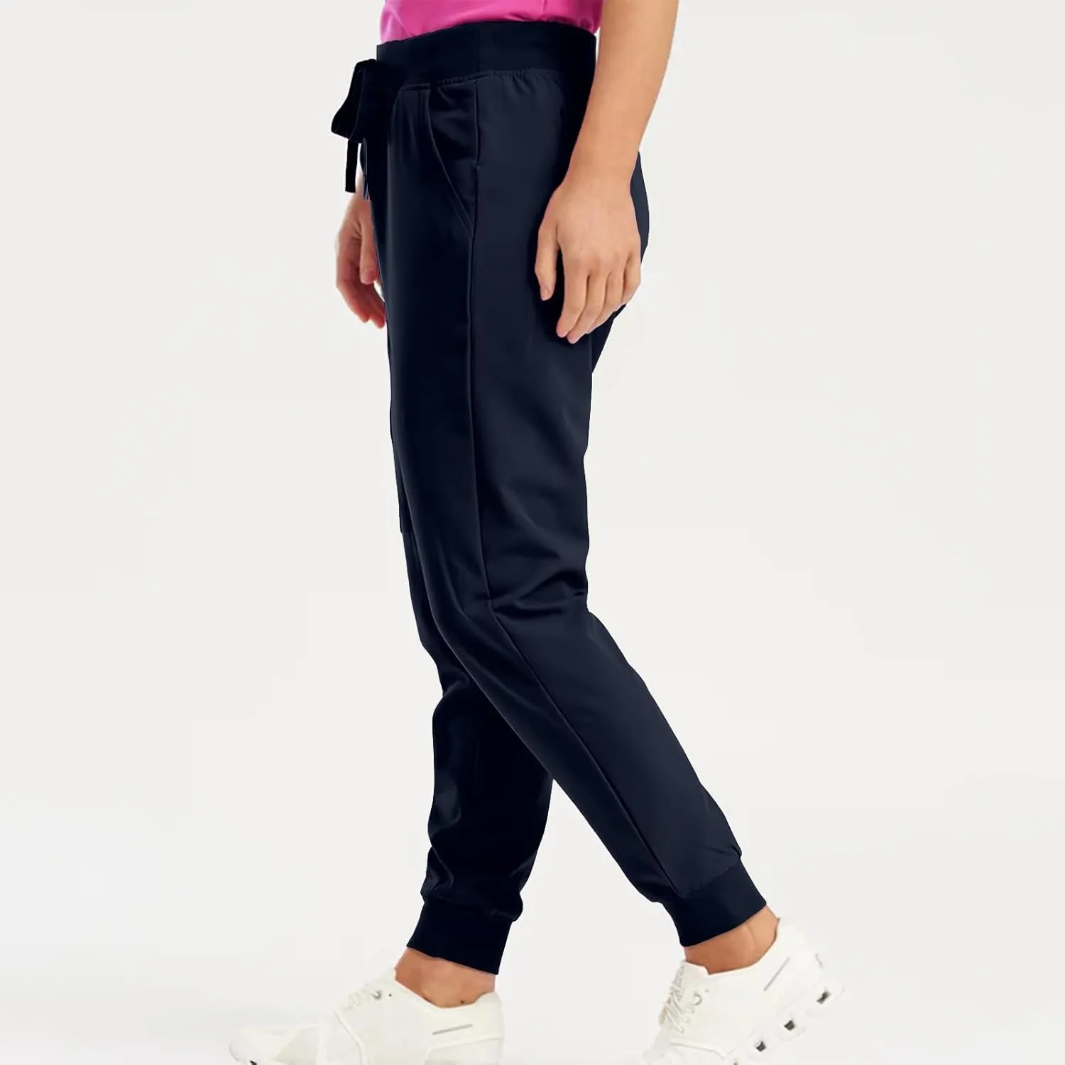 Scrub Pants for Women Jogger Style Stretch Drawstring Waisted Scrub Joggers Comfy Yoga Cargo Pants with Pockets