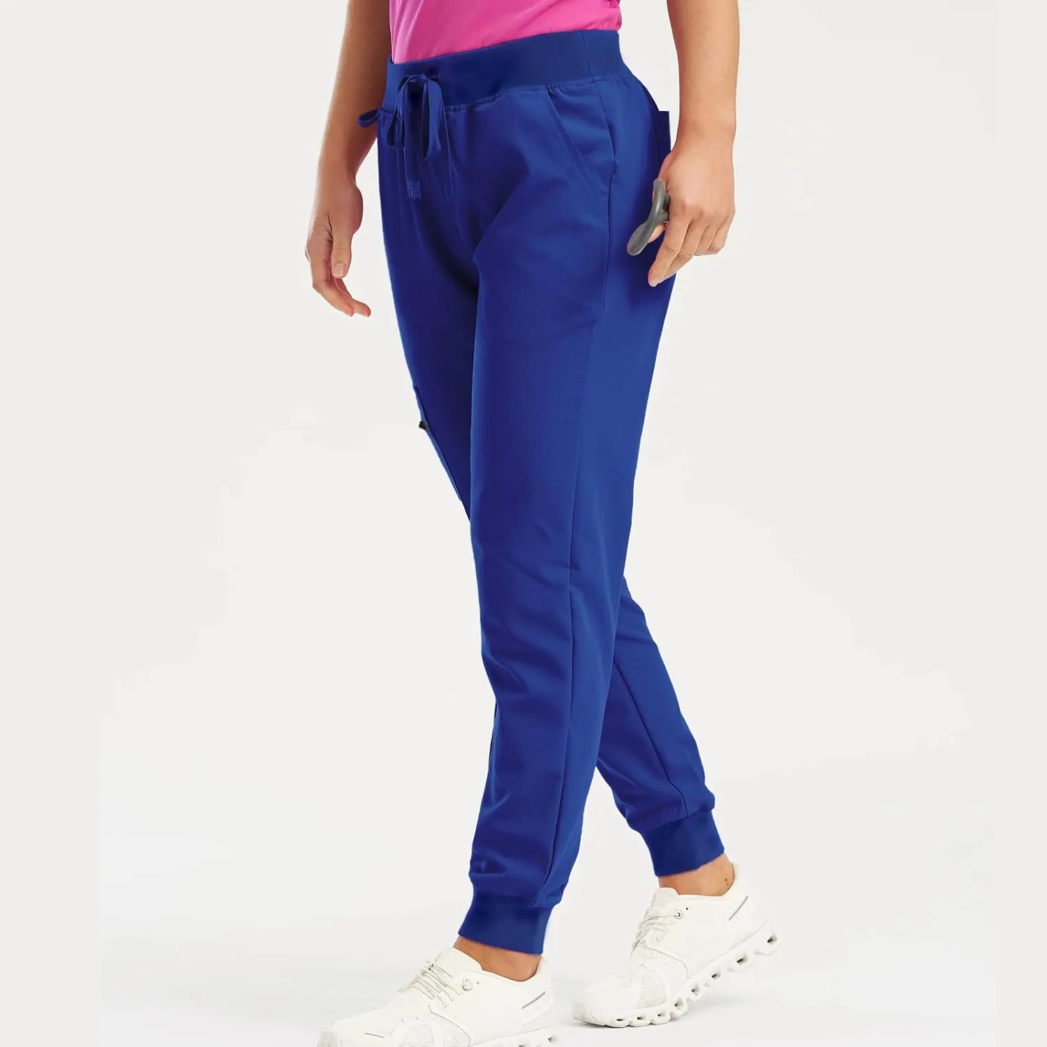 Scrub Pants for Women Jogger Style Stretch Drawstring Waisted Scrub Joggers Comfy Yoga Cargo Pants with Pockets