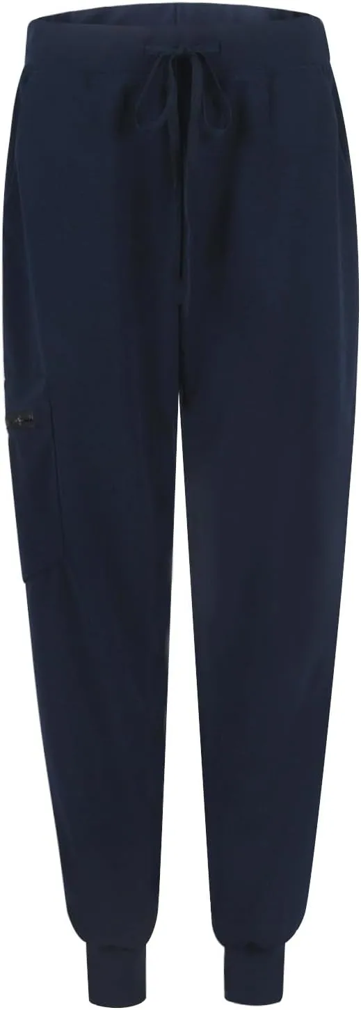 Scrub Pants for Women Jogger Style Stretch Drawstring Waisted Scrub Joggers Comfy Yoga Cargo Pants with Pockets