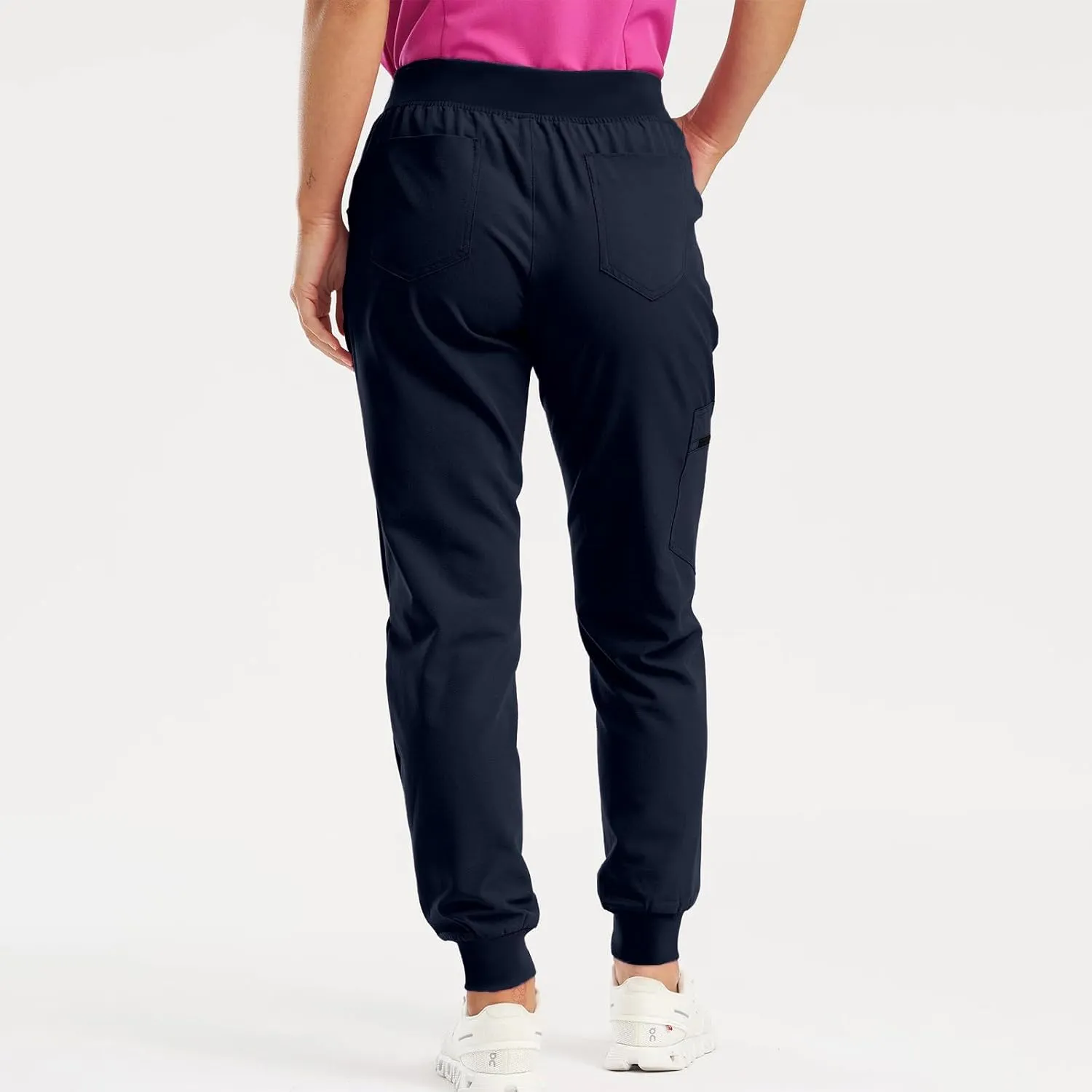 Scrub Pants for Women Jogger Style Stretch Drawstring Waisted Scrub Joggers Comfy Yoga Cargo Pants with Pockets