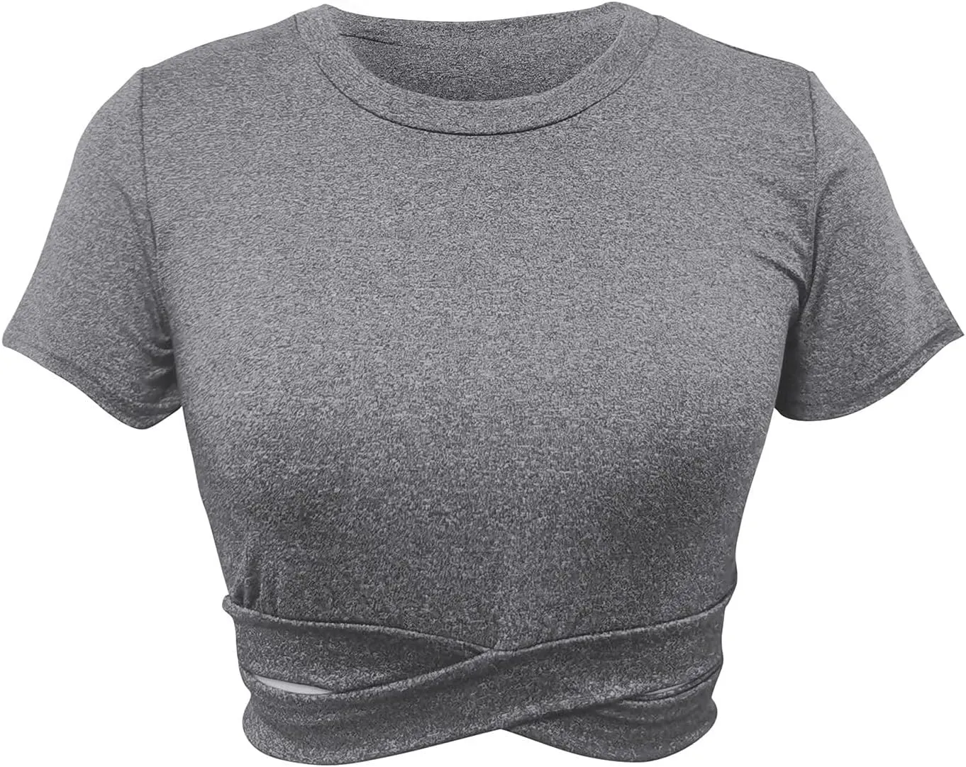 Short Sleeve Crop Tops for Women Tummy Cross Fitted Yoga Running Shirts Gym Workout Cropped Tank Tops