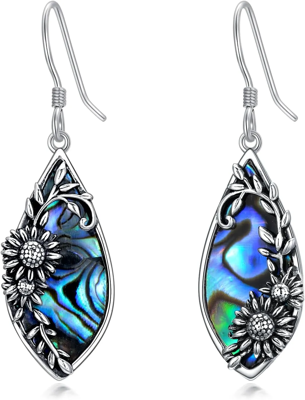 Silver Earrings for Women Sterling Silver Filigree Earrings Teardrop Dangle Drop Filigree Bohemia Jewelry Gift for Women Mother Mom