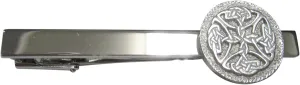Silver Toned Circular Intricate Celtic Design Tie Clip