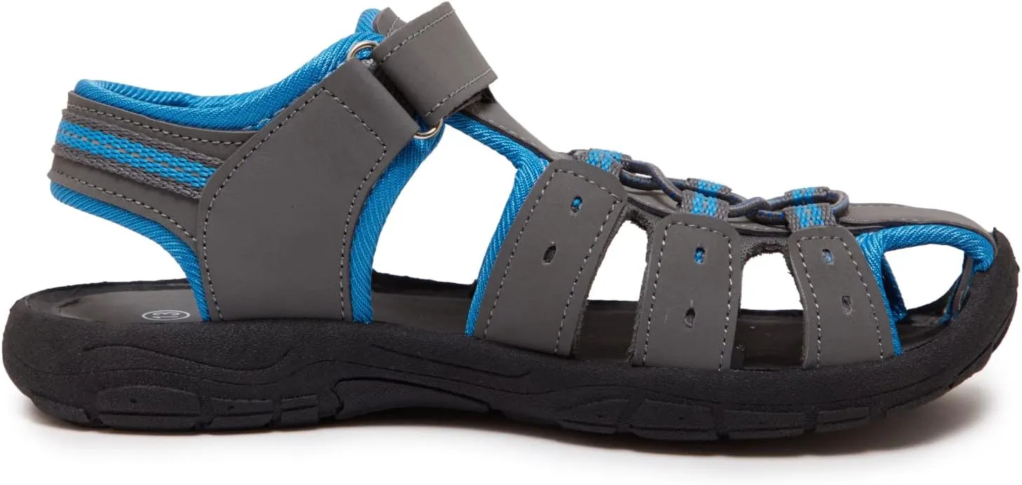 Skysole Boys Water Shoes, Rugged Closed Toe Back Strap Amphibian Sandals for Beach, Hiking & Outdoor Sports - Patterned/Solid