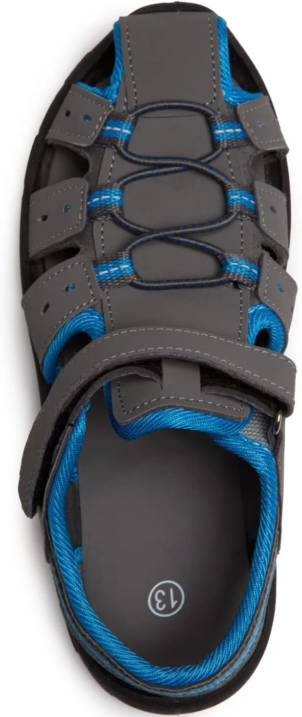 Skysole Boys Water Shoes, Rugged Closed Toe Back Strap Amphibian Sandals for Beach, Hiking & Outdoor Sports - Patterned/Solid