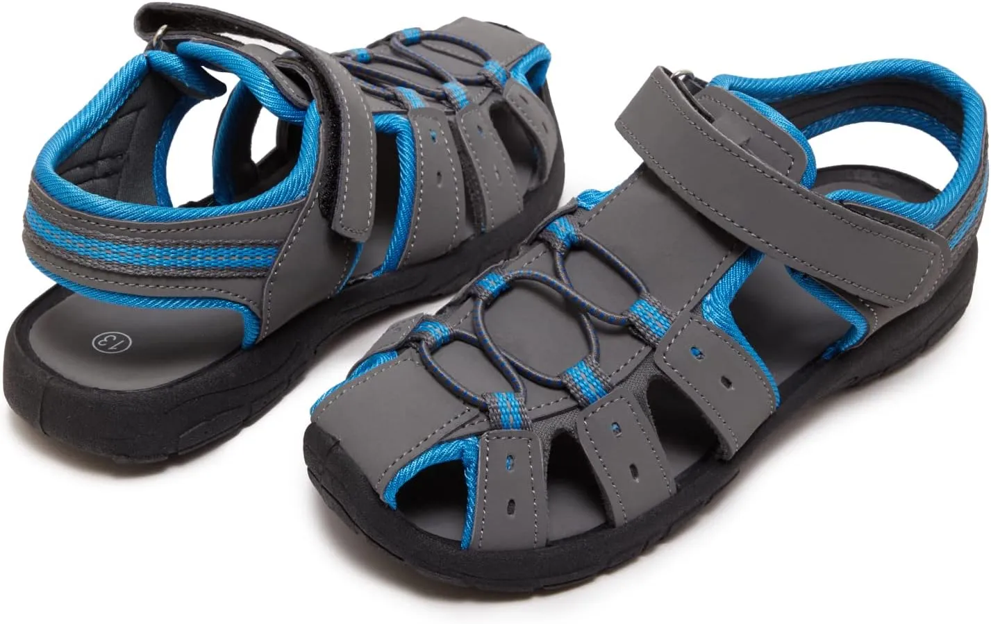 Skysole Boys Water Shoes, Rugged Closed Toe Back Strap Amphibian Sandals for Beach, Hiking & Outdoor Sports - Patterned/Solid