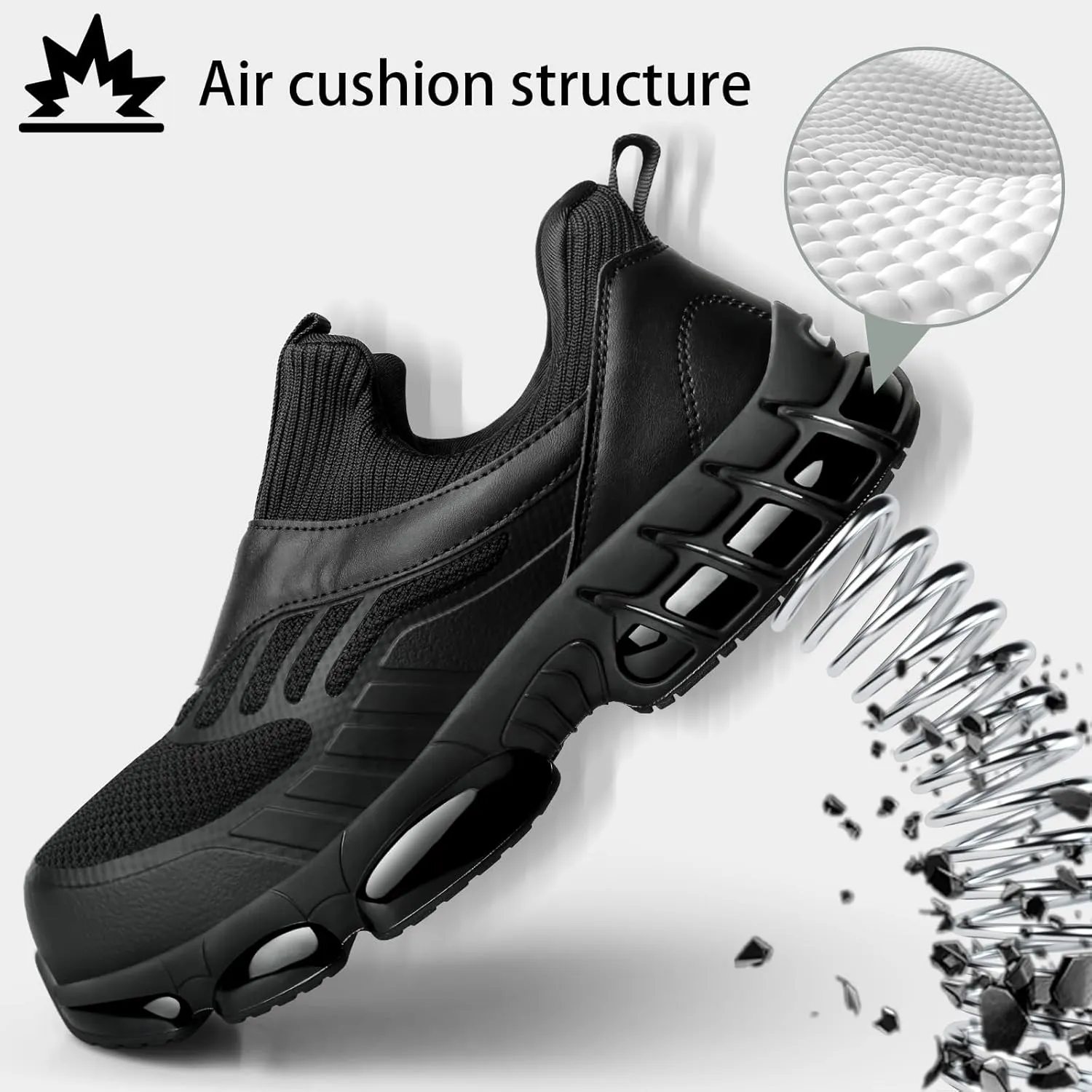 Slip On Steel Toe Shoes for Men Work Safety Sneakers Comfortable Indestructible Industrial Construction Footwear