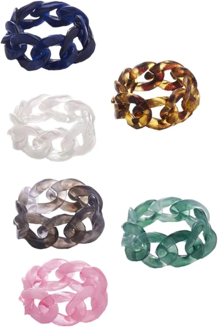SOIMISS 6pcs Chain Modeling Resin Rings Fashionable Finger Jewelry for All Unique Designs for Daily Wear