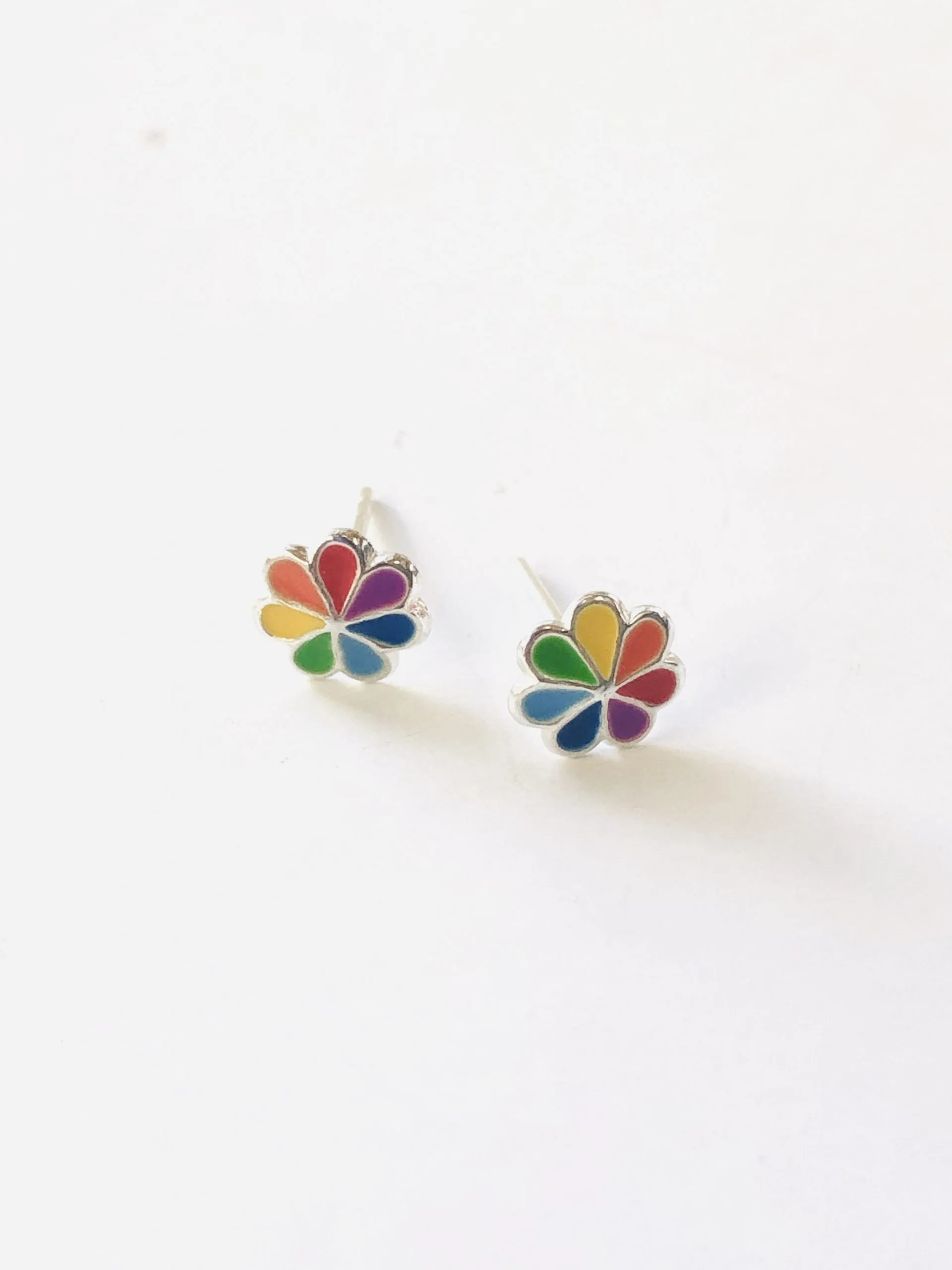 Some Sweet Rainbow Flower Sterling Silver Earrings 066