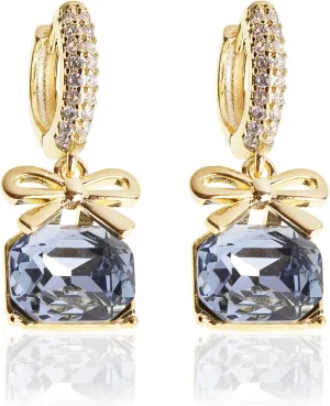 Sonateomber Small Hoop Dangle Earrings for Women, Trendy Dainty Rhinestone CZ Dangling Prom Wedding Leaf Flower Snowflake Butterfly Starfish Fashion Jewelry Gift