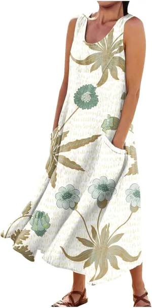 Spring Dresses for Women 2025 Flowy Dress Plus Size Beach Travel Vacation Casual Dress