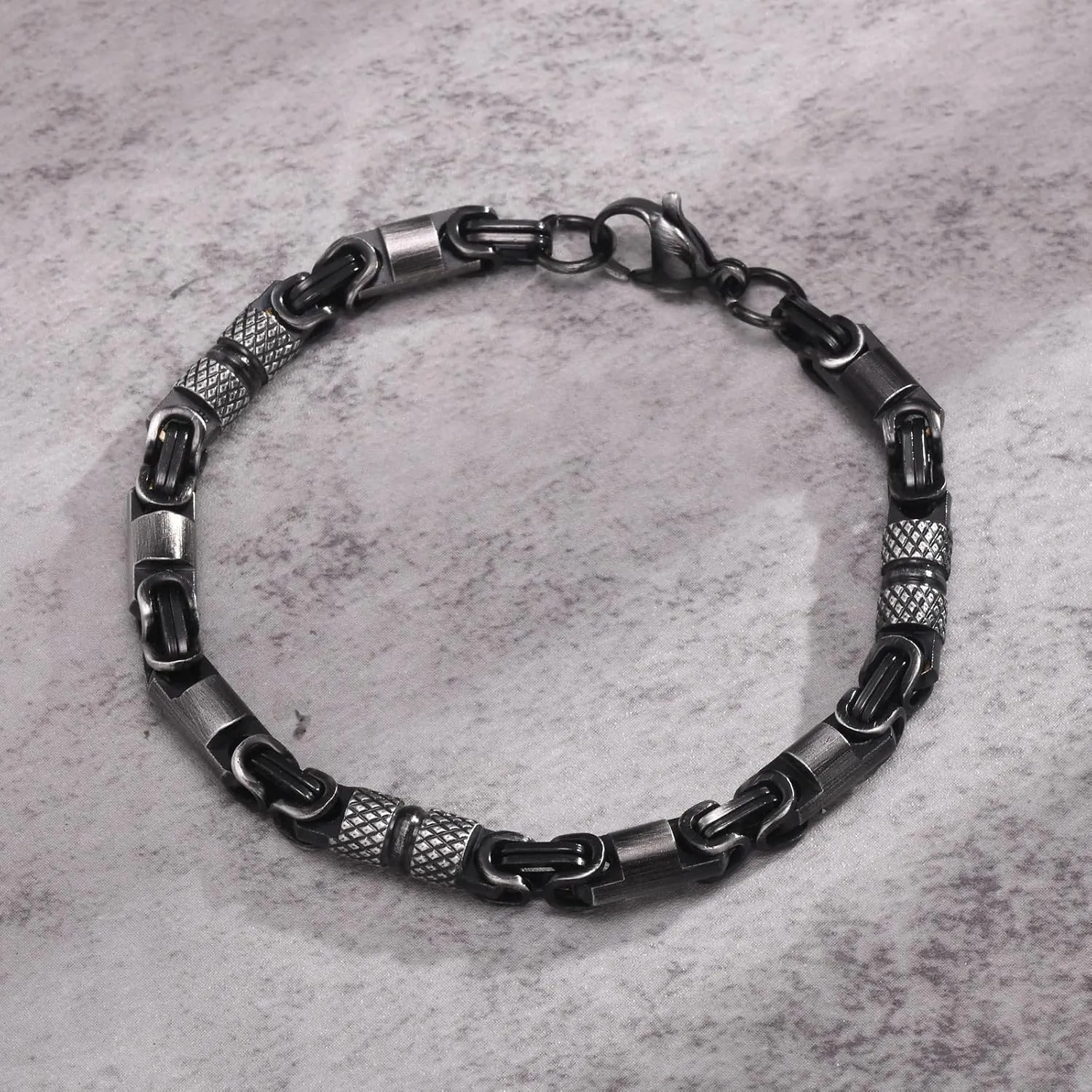 Stainless Steel Byzantine Link Bracelets for Men, Stylish Waterproof Wrist Chain Bangle Mens Classic Jewelry Gifts for Dad Husband Son Boyfriend on Christmas/Valentine's Day/Birthday
