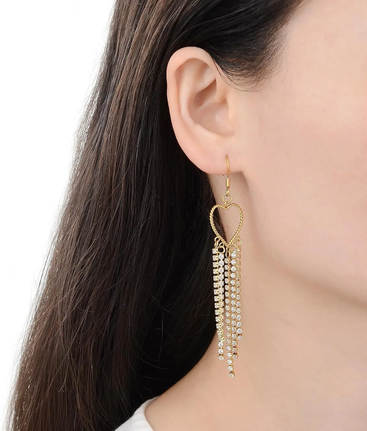 Stainless Steel Chain Tassel Dangle Earrings, Chain Fringe Drop Earrings for Women