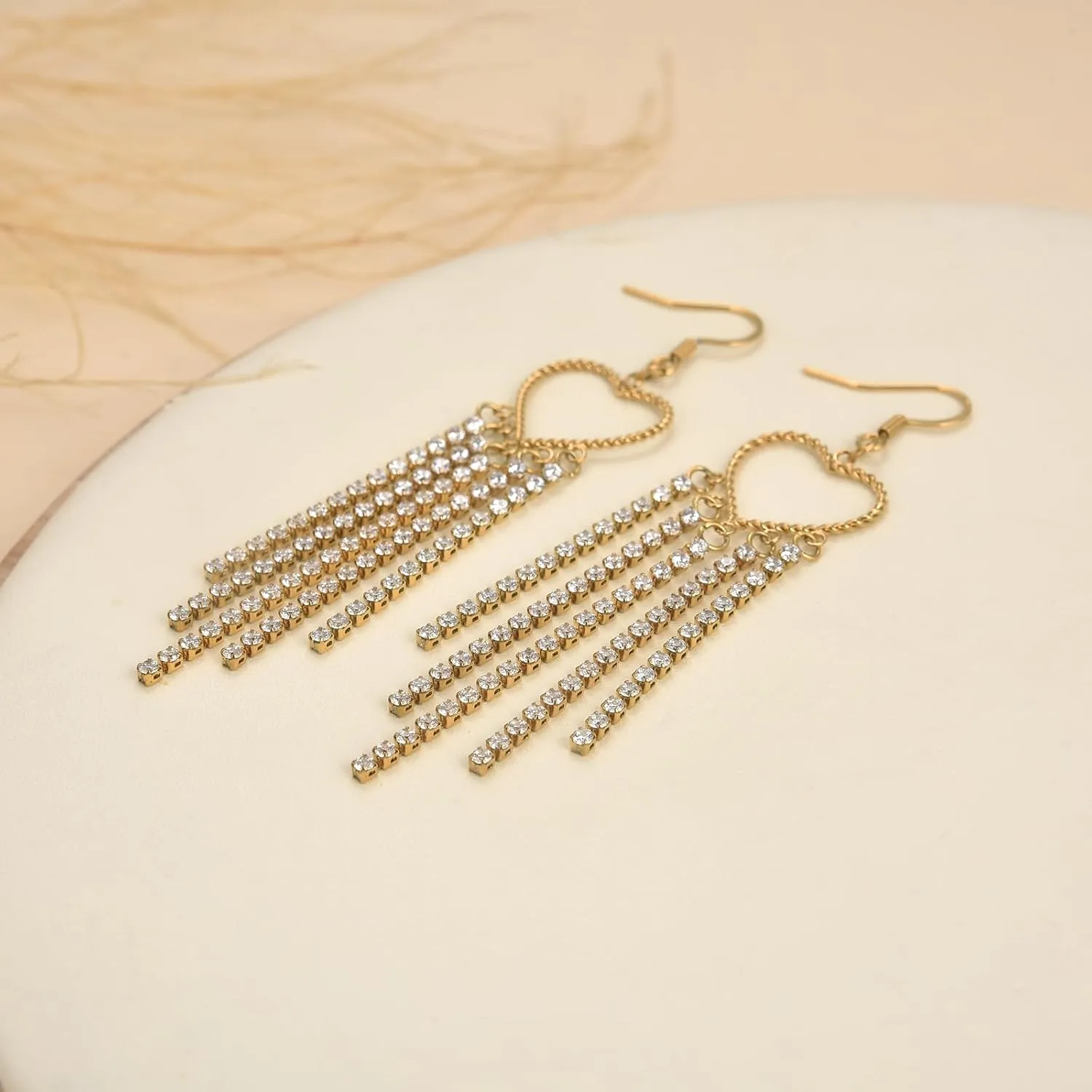 Stainless Steel Chain Tassel Dangle Earrings, Chain Fringe Drop Earrings for Women