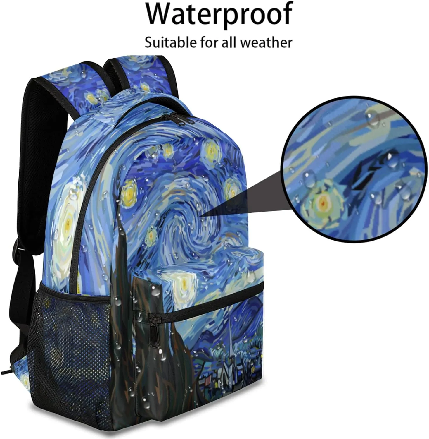 Starry Night Backpacks for Girls Kids Boys, Casual Lightweight School Bags Laptop Backpack Student College Bookbag Travel Hiking Daypack
